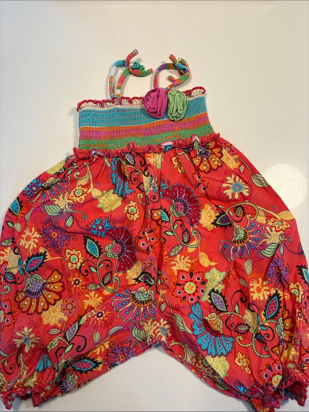 Iris & Ivy Boho Floral Red Girls Romper